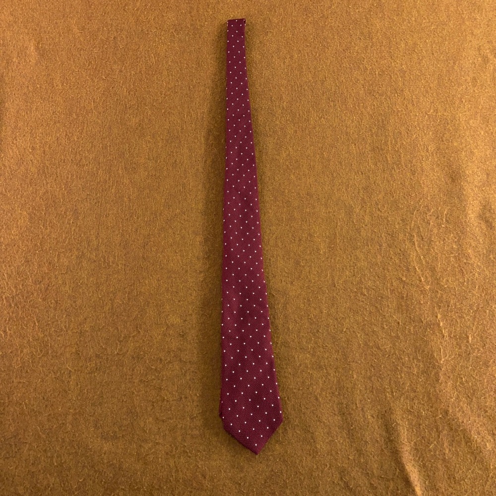 Robert Jensen Mens OS Burgundy Polka Dot Silk Knit Necktie New